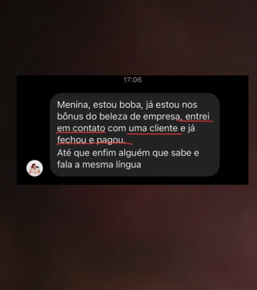 Depoimento de aluna BE — fechou cliente seguindo o método